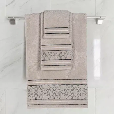 Superior Sadie Zero Twist Jacquard Cotton 3-pc. Quick Dry Bath Towel Set In Neutral