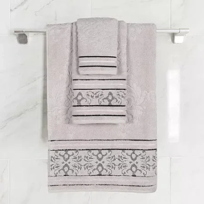 Superior Sadie Zero Twist Jacquard Cotton 3pc Towel Set 3-pc. Quick Dry Bath Towel Set In Neutral