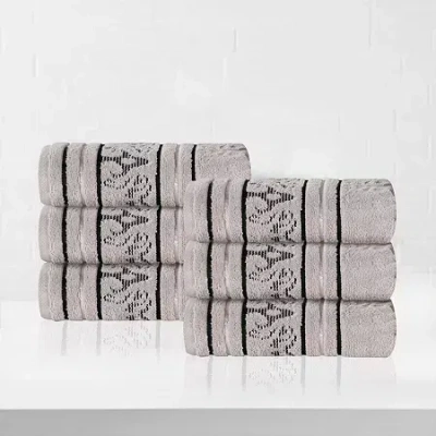 Superior Sadie Zero Twist Jacquard Cotton 6pc Hand Towel 6-pc. Quick Dry Bath Towel Set In Gray