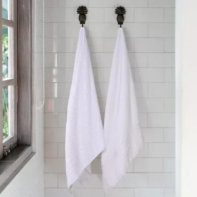 Superior Sadie Zero Twist Jacquard Solid Cotton 2pc Bath Sheet 2-pc. Quick Dry Bath Towel Set In White