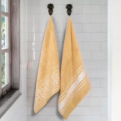 Superior Sadie Zero Twist Jacquard Solid Cotton 2pc Bath Sheet 2-pc. Quick Dry Bath Towel Set In Yellow