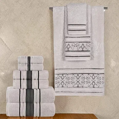Superior Sadie Zero Twist Jacquard Solid Cotton 9pc Towel Set 9-pc. Quick Dry Bath Towel Set In Gray