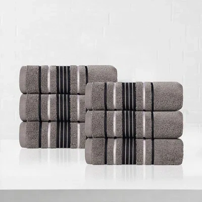 Superior Sadie Zero Twist Solid Cotton 6pc Hand Towel 6-pc. Quick Dry Bath Towel Set In Gray