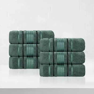 Superior Sadie Zero Twist Solid Cotton 6pc Hand Towel 6-pc. Quick Dry Bath Towel Set In Green