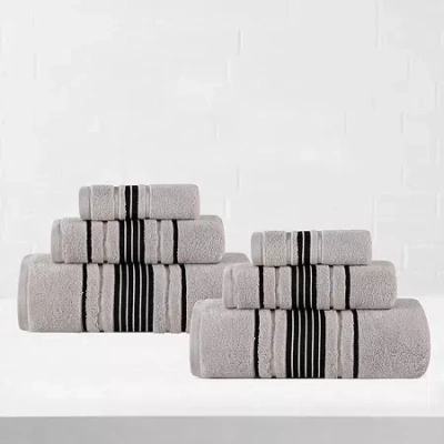 Superior Sadie Zero Twist Solid Cotton 6pc Towel Set 6-pc. Quick Dry Bath Towel Set In Grey