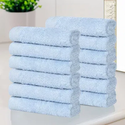 Superior Sera Hypoallergenic Rayon From Bamboo 12pc Face Towel 12-pc. Bath Towel Set In Blue