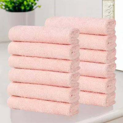 Superior Sera Hypoallergenic Rayon From Bamboo 12pc Face Towel 12-pc. Bath Towel Set In Pink