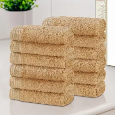 Superior Sera Hypoallergenic Rayon From Bamboo 12pc Face Towel 12-pc. Bath Towel Set In Brown