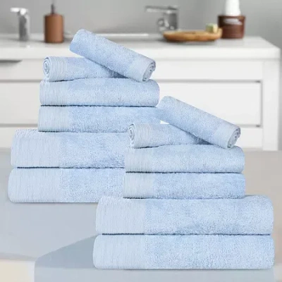 Superior Sera Hypoallergenic Rayon From Bamboo 12pc Towel Set 12-pc. Bath Towel Set In Blue