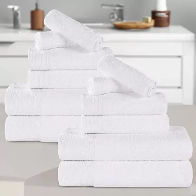 Superior Sera Hypoallergenic Rayon From Bamboo 12pc Towel Set 12-pc. Bath Towel Set In White