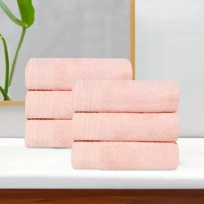 Superior Sera Hypoallergenic Rayon From Bamboo 6pc Hand Towel 6-pc. Bath Towel Set In Pink