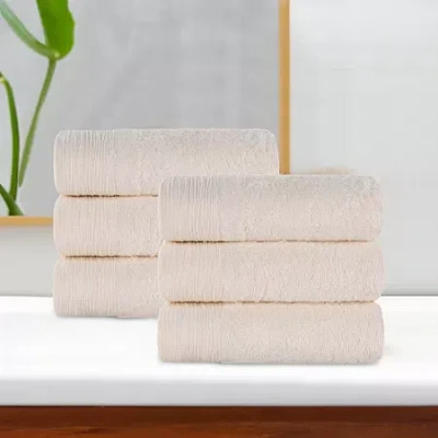 Superior Sera Hypoallergenic Rayon From Bamboo 6pc Hand Towel 6-pc. Bath Towel Set In Neutral