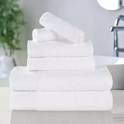 Superior Sera Hypoallergenic Rayon From Bamboo 6pc Multi-size Towel Set 6-pc. Bath Towel Set In White
