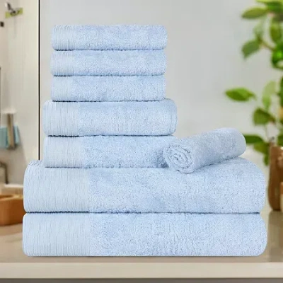 Superior Sera Hypoallergenic Rayon From Bamboo 8pc Towel Set 8-pc. Bath Towel Set In Blue