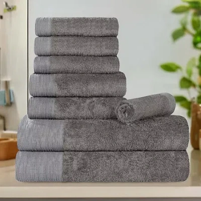 Superior Sera Hypoallergenic Rayon From Bamboo 8pc Towel Set 8-pc. Bath Towel Set In Gray