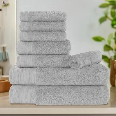 Superior Sera Hypoallergenic Rayon From Bamboo 8pc Towel Set 8-pc. Bath Towel Set In Gray
