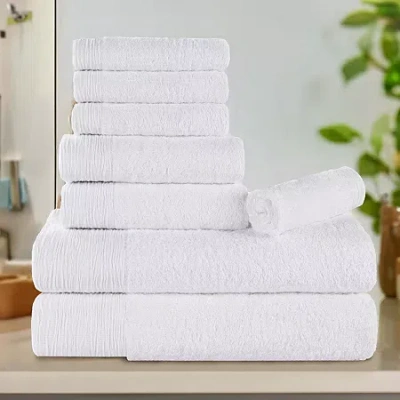 Superior Sera Hypoallergenic Rayon From Bamboo 8pc Towel Set 8-pc. Bath Towel Set In White