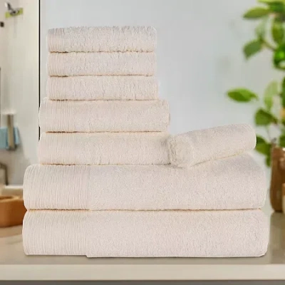 Superior Sera Hypoallergenic Rayon From Bamboo 8pc Towel Set 8-pc. Bath Towel Set In Neutral