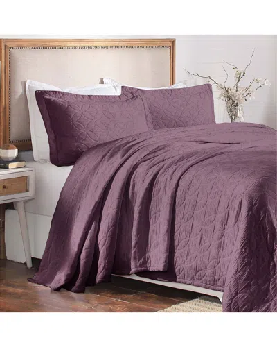 Superior Serenity Matelasse Jacquard Celtic Circle Bedspread Set In Purple
