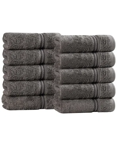 Superior Set Of 10 Heritage Egyptian Cotton Highly Absorbent Solid Ultra Soft  Face Towels In Gray