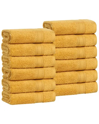 Superior Set Of 12 Belmont Zero Twist Cotton Medium Weight Washcloths In Orange