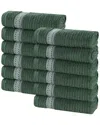 Superior Set Of 12 Brea Zero Twist Cotton Ribbed Geometric Border Plush Washcloths