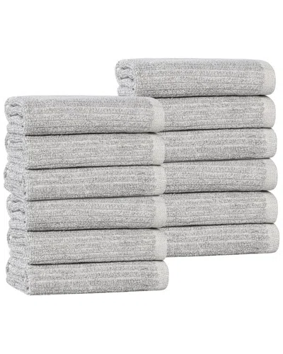 Superior Set Of 12 Destin Medium Weight Solid Ribbed Washcloths