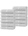 Superior Set Of 12 Juno Medium Weight Checkered Border Washcloths