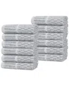 Superior Set Of 12 Juno Medium Weight Checkered Border Washcloths