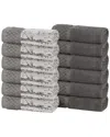 Superior Set Of 12 Lodie Cotton Plush Jacquard Solid & Two-toned Washcloths