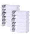 Superior Set Of 12 Medallion Cotton Jacquard Textured Face Towels/washcloths