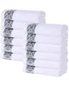 Superior Set Of 12 Medallion Cotton Jacquard Textured Face Towels/washcloths