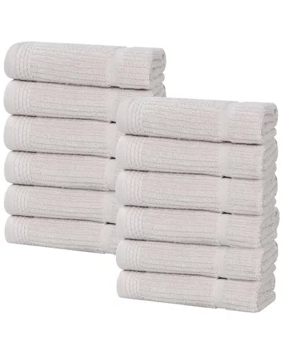 Superior Set Of 12 Milo Smart Twist Cotton Medium Weight Solid Washcloths In Neutral
