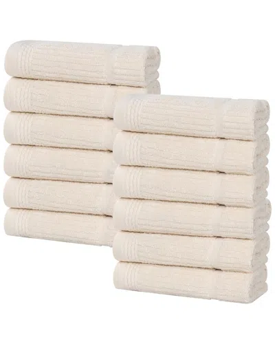 Superior Set Of 12 Milo Smart Twist Cotton Medium Weight Solid Washcloths In Neutral