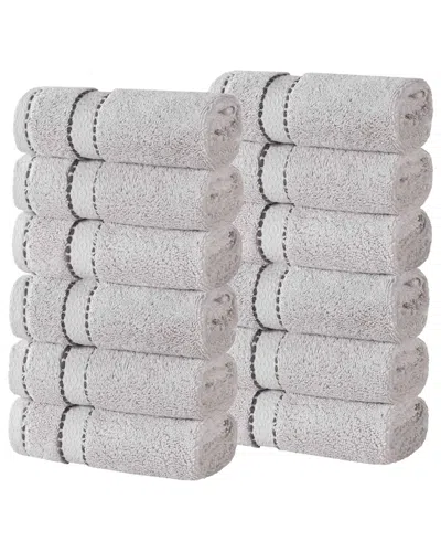 SUPERIOR SUPERIOR SET OF 12 NILES GIZA COTTON DOBBY ULTRA-PLUSH THICK SOFT ABSORBENT WASHCLOTHS
