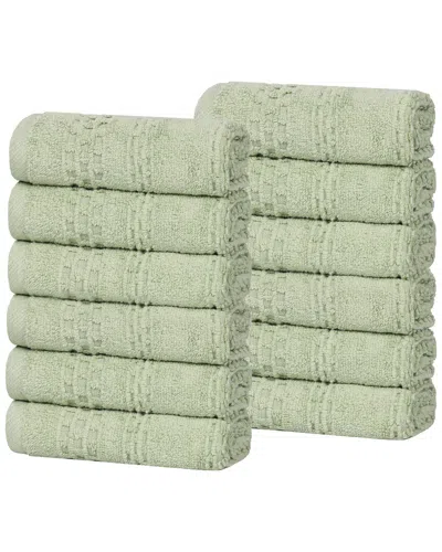 Superior Set Of 12 Playa Zero Twist Cotton Solid Waffle Textured Washcloths