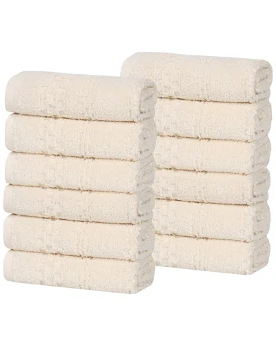 Superior Set Of 12 Playa Zero Twist Cotton Solid Waffle Textured Washcloths