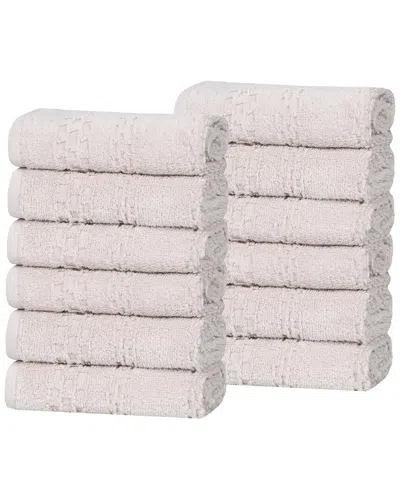 Superior Set Of 12 Playa Zero Twist Cotton Solid Waffle Textured Washcloths