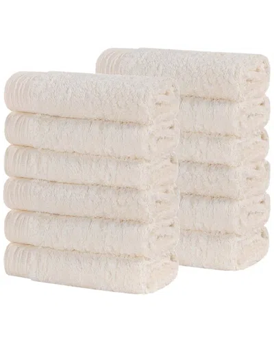 Superior Set Of 12 Rayon Eco-friendly Fluffy Soft Modern Solid Face Towel  Washcloths