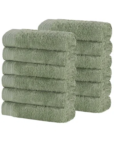 Superior Set Of 12 Rayon Eco-friendly Fluffy Soft Modern Solid Face Towel  Washcloths