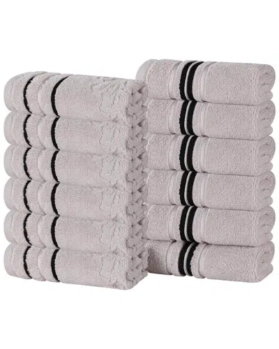 Superior Set Of 12 Sadie Zero Twist Cotton Jacquard Floral Absorbent Face  Towel Washcloths In Brown