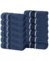 Superior Set Of 12 Sadie Zero Twist Cotton Jacquard Floral Absorbent Face  Towel Washcloths In Blue