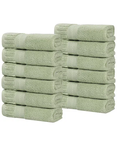 Superior Set Of 12 Venice Zero Twist Cotton Medium Weight Washcloths