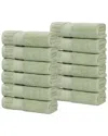 Superior Set Of 12 Venice Zero Twist Cotton Medium Weight Washcloths