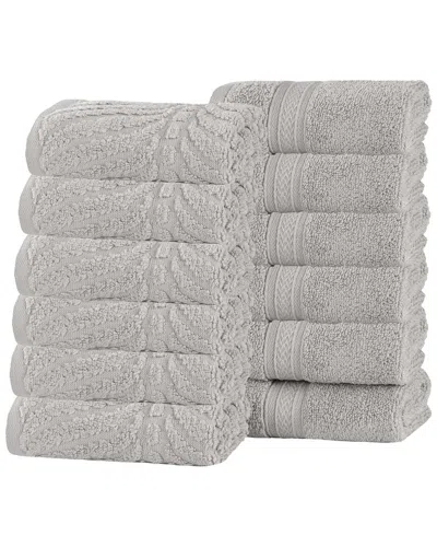 Superior Set Of 12 Zero Twist Cotton Elegant Chevron Soft Absorbent Assorted Washcloths