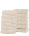 Superior Set Of 12 Zero Twist Cotton Elegant Chevron Soft Absorbent Assorted Washcloths