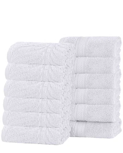 Superior Set Of 12 Zero Twist Cotton Elegant Chevron Soft Absorbent Assorted Washcloths In White