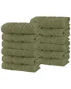Superior Set Of 12 Zero Twist Cotton Waffle Honeycomb Plush Soft Absorbent  Washcloths In Green