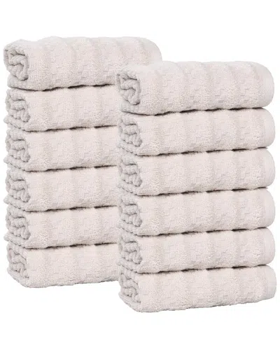 Superior Set Of 12 Zuma Zero Twist Cotton Medium Weight Washcloths