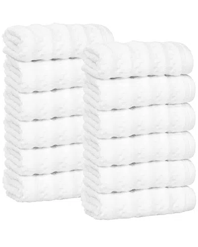 Superior Set Of 12 Zuma Zero Twist Cotton Medium Weight Washcloths